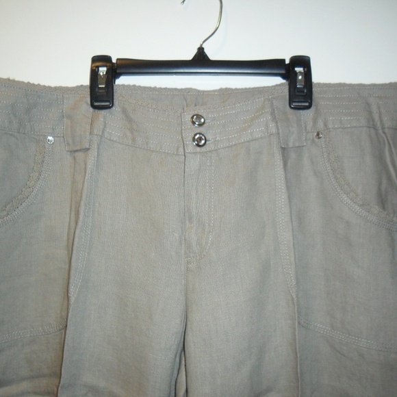 INC Wide Leg Curvy Fit Linen Taupe Pant 16 Short - Picture 2 of 8